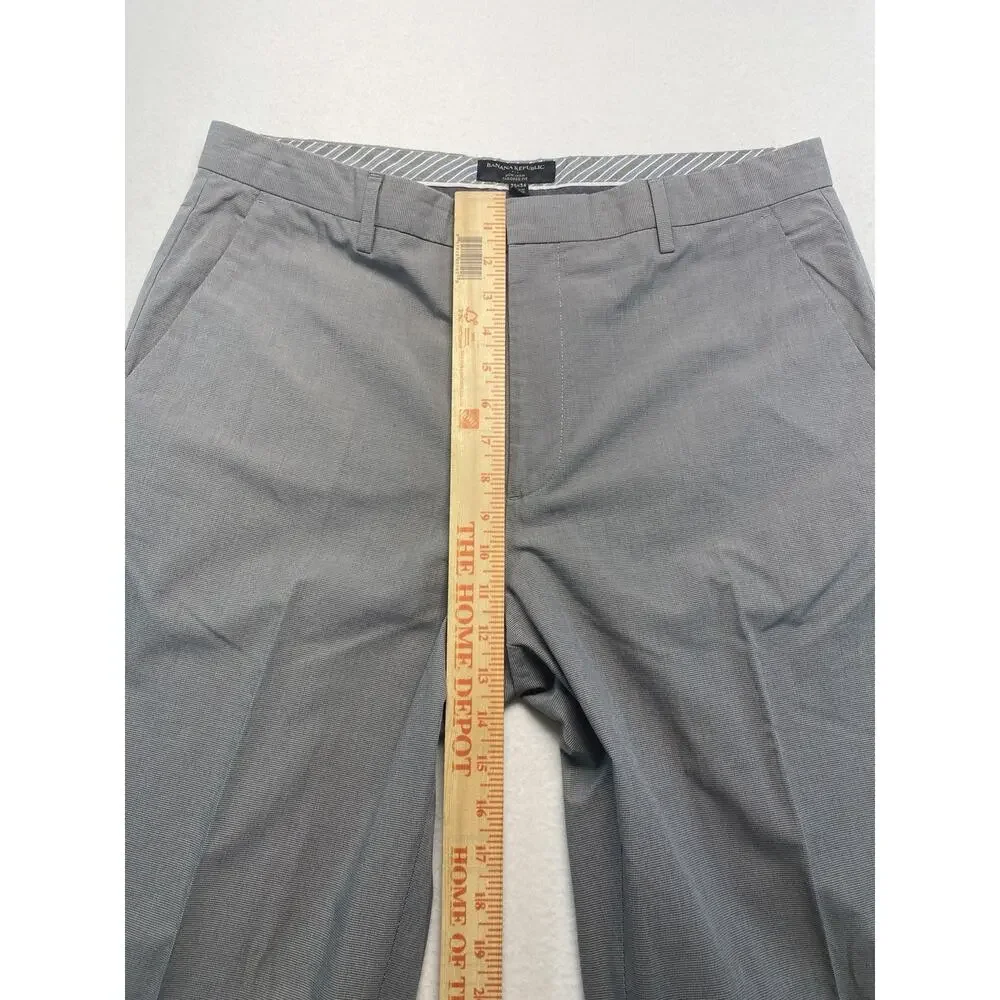 Banana Republic Dress Pants Men’s 35/34 Cotton Flat Front Trouser Grey Checkered